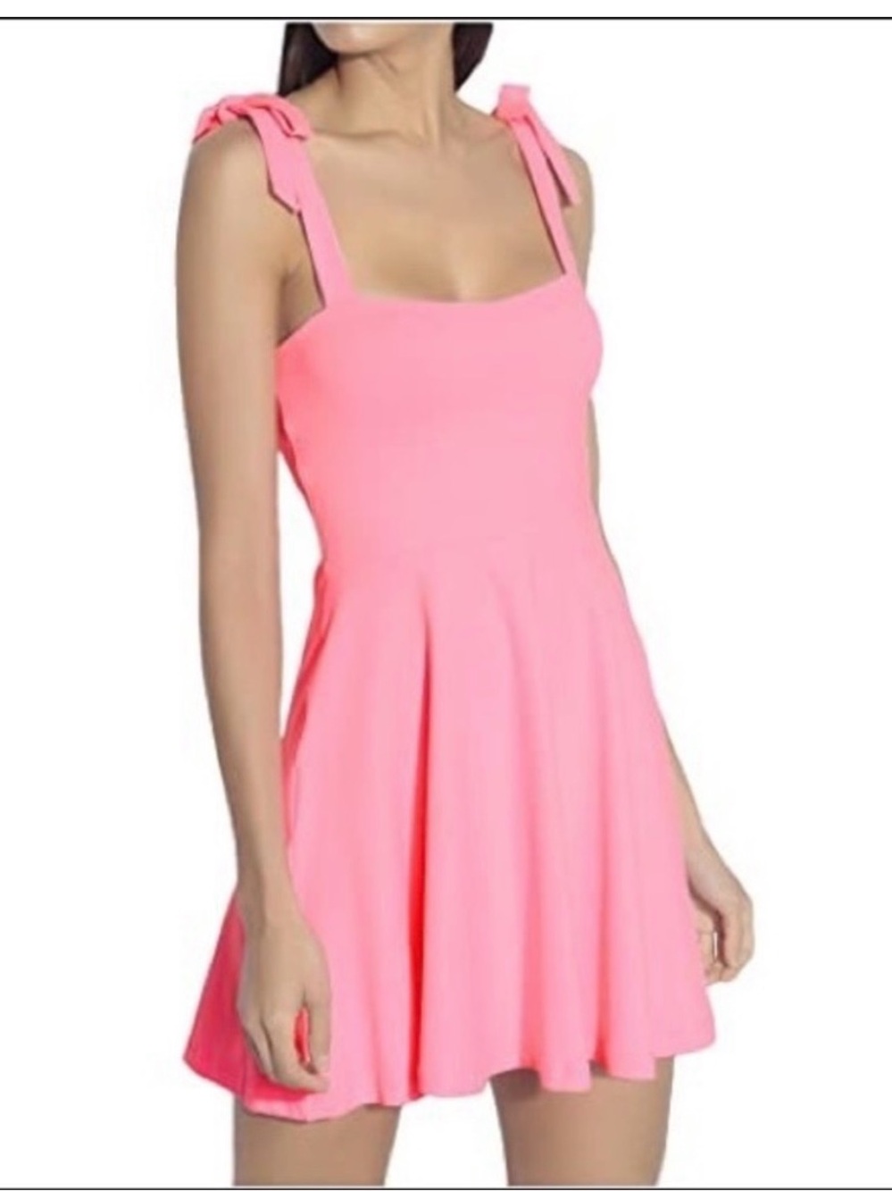 Susana Monaco x Revolve Knockout Pink Tie Strap Flared Mini Dress